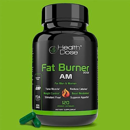 Health Dose Fat Burner AM. Weight Control & Metabolism Boost. For Active Lifestyles. Health DoseUS supplements