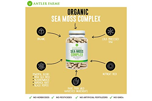 Antler Farms – 100% Pure Sea Moss Complex, 130 Capsules, Organic & Wildcrafted Irish Antler FarmsAu supplements