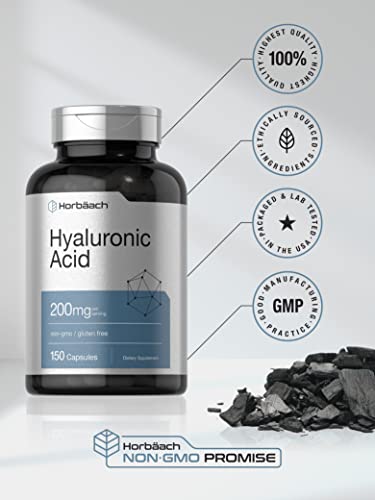 Hyaluronic Acid Supplement | 200 mg | 150 Capsules | Non-GMO and Gluten Free Supple HorbäachAu supplements
