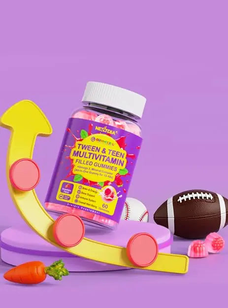 Nextdia Multivitamin Filled Gummies for Teen Boys Girls 12-17, 18, 19, Kids 10+ Multivitamin with Omega 3, Calcium + Magnesium + Zinc, Multi-Minerals NextdiaAu supplements