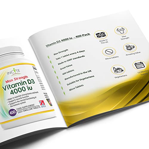 Vitamin D3 4000 iu - Vitamin D Tablets - 1 Year Supply Tablets - Vegetarian - Vitamin D Incite NutritionUS supplements