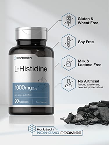 Horbaach L-Histidine 1000mg 90 Capsules | Non-GMO and Gluten Free | Pharmaceutical HorbäachAu supplements