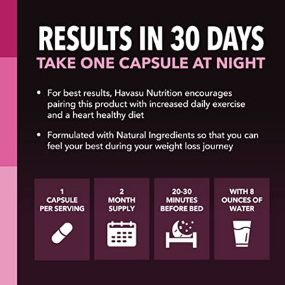 HAVASU NUTRITION Night Time Fat Burner Weight Loss Pills for Women | Appetite Suppressant for Weight Loss (+ Vitamin D, 60 Count) HAVASU NUTRITIONUS supplements