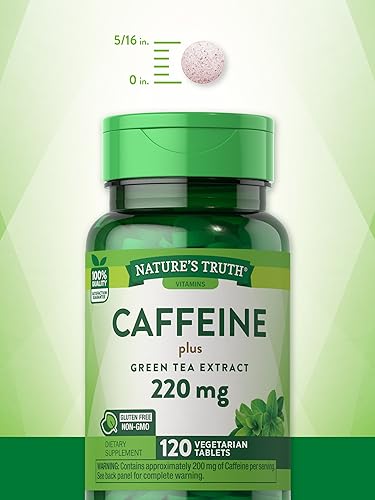 Caffeine Pills | 220mg | 120 Count | with Green Tea Extract | Vegetarian, Non-GMO & Gluten Nature's TruthUS supplements