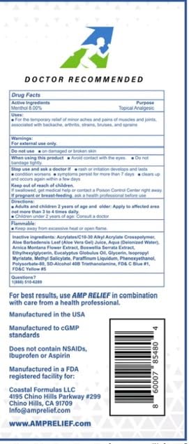 AMP RELIEF Cream - 4oz - All Natural Topical Pain Cream with Arnica, Boswellia, Eucalyptus and Menthol AMP RELIEFAu supplements