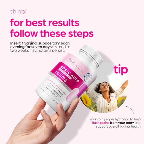 Thinbi Boric Acid Suppositories for Women w/Aloe Vera - BV Treatment & PH Balance ArtnaturalsAu supplements