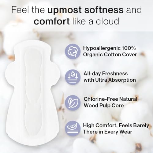 SANDIS Feminine Pad for Women - Large 48 Count 100% Organic Cotton Ultra Thin with Wings SANDISAu supplements