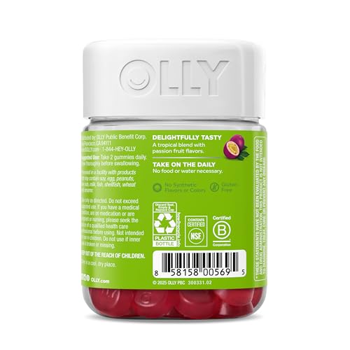 OLLY Daily Energy Gummy, Caffeine Free, Vitamin B12, CoQ10, Goji Berry, Adult Chewable Supplement, Tropical Flavor - 60 Count OLLYAu supplements