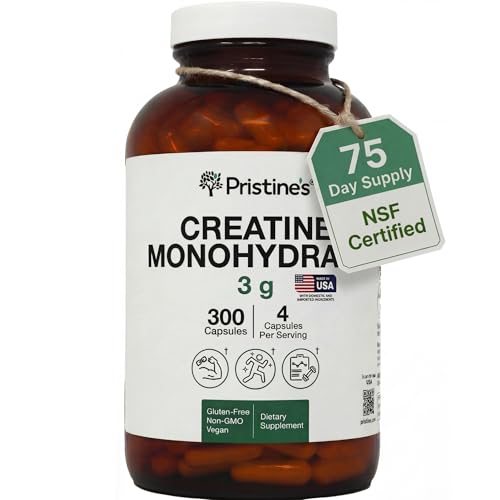 PRISTINE'S Creatine Monohydrate Capsules for Women & Men - NSF Certified 75 Day Supply 3G Muscle Growth Support Supplement - Cognitive & Athletic Performance Support - Enhanced Recovery PRISTINE'SAu supplements