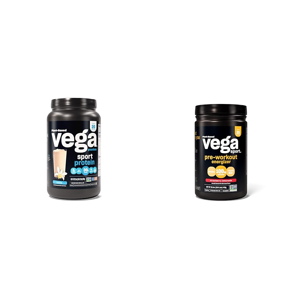 Vega Premium Sport Protein Vanilla Protein Powder, Vegan, Non GMO & Sport Pre-Workout VegaUS supplements