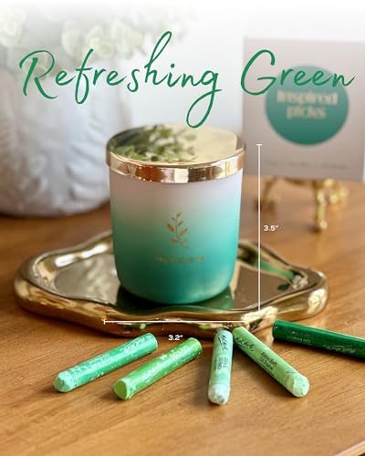 Inspired Picks Refreshing Green Candle – Wood Sage & Sea Salt w/Gold Stemmed Leaves Symbol Inspired PicksAu supplements