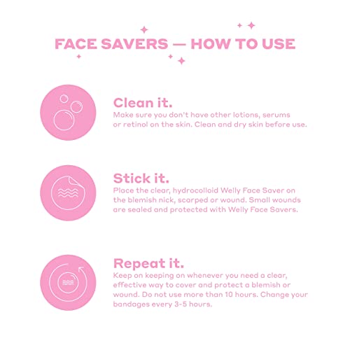Welly Bandages - Face Savers, Hydrocolloid Acne Blemish Patch, Adhesive, Small Spot Shape WellyAu supplements