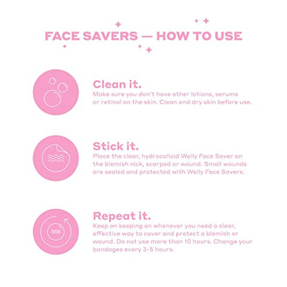 Welly Bandages - Face Savers, Hydrocolloid Acne Blemish Patch, Adhesive, Small Spot Shape WellyUS supplements