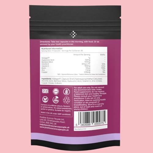 Unique Vegan Collagen Supplement with 18 Amino Acids, Hyaluronic Acid, Bamboo Silica, Biotin, Vitamins Positive Science PeopleAu supplements