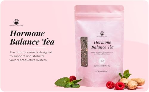 Remedy & Restore Herbal Tea for Hormone Balance - Natural Menstrual Cycle Support, Spearmint Flavor, Loose Leaves, 1 Count Remedy & RestoreAu supplements