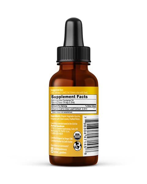 Cat's Claw Extract Joint Support - Herbal Supplement for Joint and Muscle Function, Immunity, Heart Support - Gluten Free - Superior Absorption - Organic Liquid 1oz - Herbal Goodness (1 bttl) Herbal GoodnessAu supplements