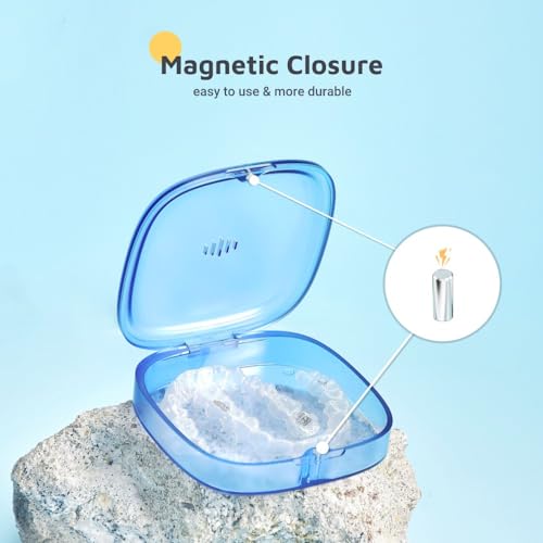 Slim Transparent Aligner Case with Magnetic Closure, Small Compact Retainer Holder Fits MaobuliAu supplements