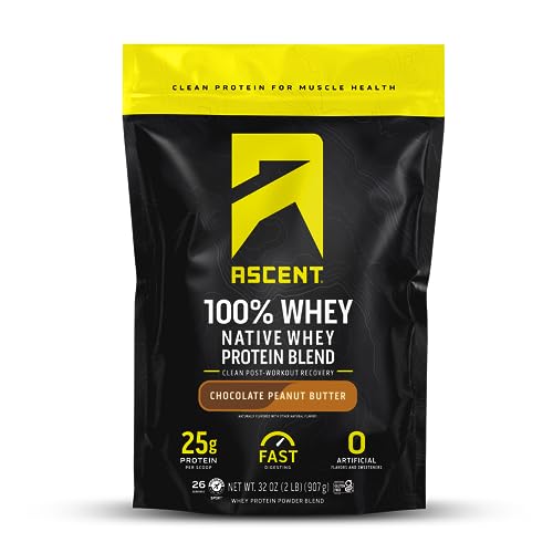 Ascent 100% Whey Protein Powder - Post Workout Whey Protein Isolate, Zero Artificial AscentUS supplements