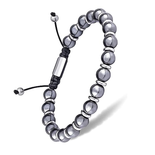CARITATE Magnetic Hematite Bracelet for Women and Men, Healing Energy Beaded Bracelet CARITATEUS supplements