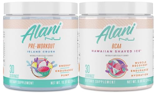 Alani Nu Island Crush Pre Workout and BCAA Hawaiian Shaved Ice Post Workout Powder Alani NuAu supplements