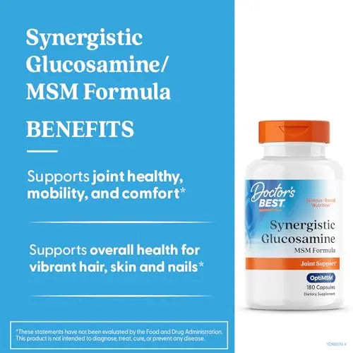 Doctors Best Synergistic Glucosamine MSM Formula, Joint Support, Non-GMO, Gluten Free, Soy Free 180 Capsules Doctor's BESTAu supplements