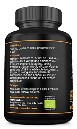 Organic Turmeric Capsules High Strength and Black Pepper with Active Curcumin SS Sport SuppliesUS supplements