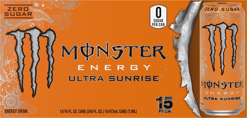 Monster Energy Ultra Sunrise, Sugar Free Energy Drink, 16 Fl Oz (Pack of 15) Monster EnergyUS supplements