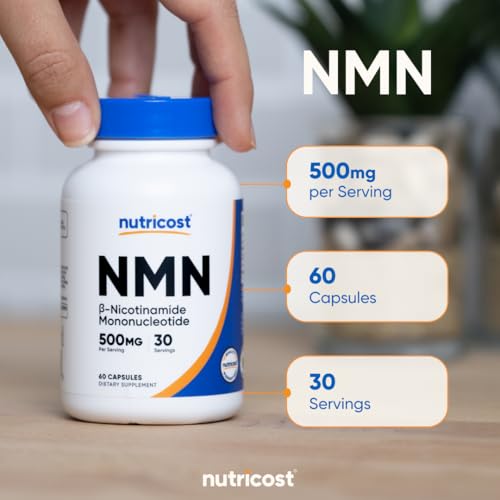 Nutricost NMN (Nicotinamide Mononucleotide) 500mg, 60 Capsules - Vegetarian Friendly, 30 Servings, Gluten Free, GMO Free NutricostAu supplements