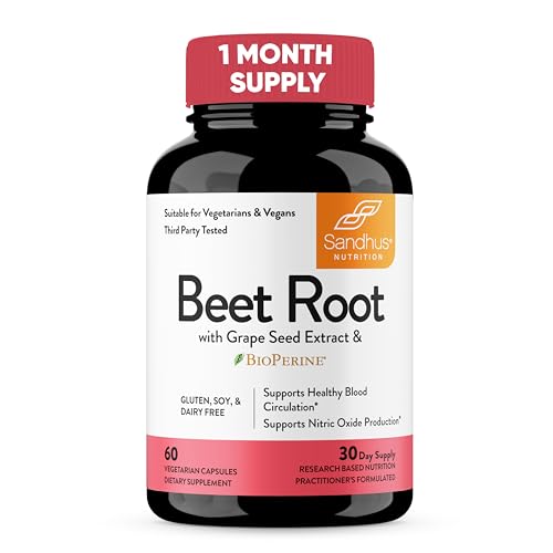 Sandhu's Beet Root Powder Capsules with Bioperine| 60 Capsules, 60 Days Supply Sandhu'sAu supplements