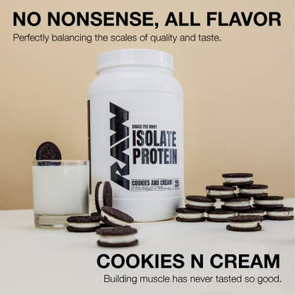 RAW Whey Isolate Protein Powder, Cookies N Cream - 100% Grass-Fed Sports Nutrition RAWUS supplements