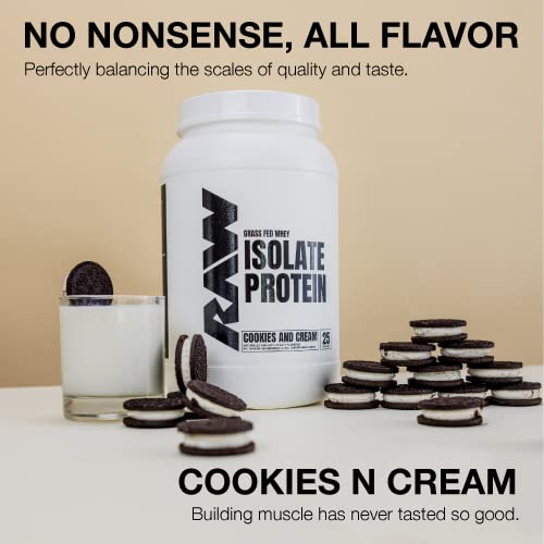 RAW Whey Isolate Protein Powder, Cookies N Cream - 100% Grass-Fed Sports Nutrition RAWUS supplements