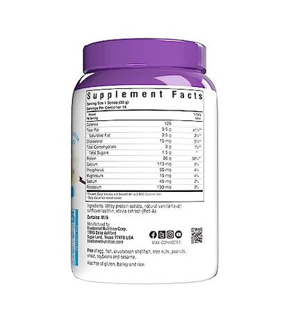 Bluebonnet Nutrition Whey Protein Isolate Powder, 14 Serving, Vanilla, 1 lb BluebonnetUS supplements