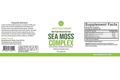 Antler Farms – 100% Pure Sea Moss Complex, 130 Capsules, Organic & Wildcrafted Irish Antler FarmsUS supplements