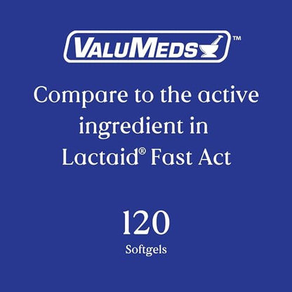 ValuMeds Fast Acting Dairy Relief Lactose Enzymes, 120 Softgels, Help Prevent Gas ValuMedsUS supplements