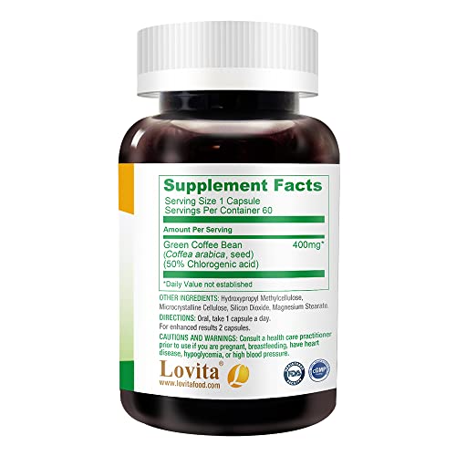 Lovita High-Potency Green Coffee Extract: 1600mg Equivalent, 50% Chlorogenic Acid LovitaUS supplements
