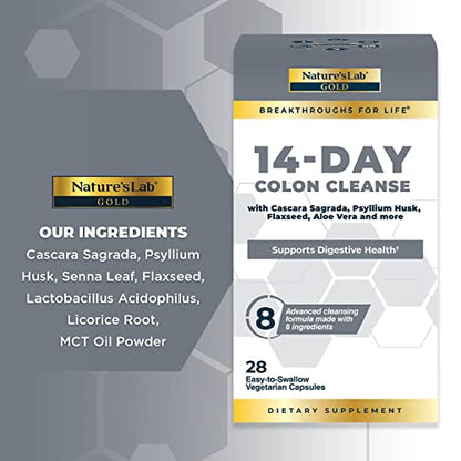 Nature's Lab Gold 14 Day Colon Cleanse* - Blend of Probiotics, Fiber, Flavonoids Nature's LabUS supplements