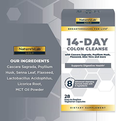 Nature's Lab Gold 14 Day Colon Cleanse* - Blend of Probiotics, Fiber, Flavonoids Nature's LabAu supplements