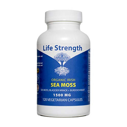 Life Strength Organic Sea Moss 120 CT Wildcrafted Irish Sea Moss and Bladderwrack Burdock Life StrengthUS supplements