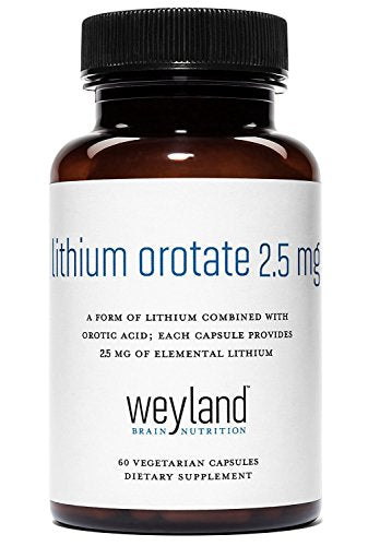 Lithium Orotate 2.5mg (1 Bottle), 60 Vegetarian Capsules, Lithium Supple Weyland Brain NutritionUS supplements