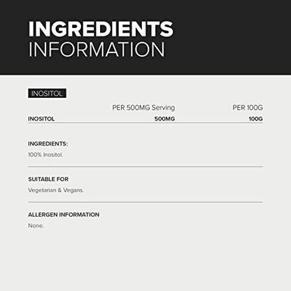 Bulk Pure Inositol Powder, 100 g, Packaging May Vary BulkUS supplements
