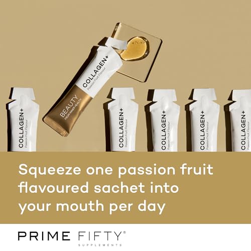 Prime Fifty Liquid Collagen 5,000mg, 14 x 15ml Sachets – Passion Fruit Flavour FutureYou CambridgeAu supplements