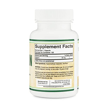 Apigenin Supplement - 50mg per Capsule, 120 Count (Powerful Bioflavonoid Found Double Wood SupplementsUS supplements