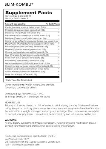 Gianluca Mech - Slim-Kombu, Keto Compliant Slimming Tonic, Gluten Free Dietary Supplement GIANLUCA MECH SpAUS supplements