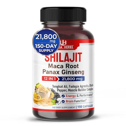 Shilajit Pure Himalayan 21,800mg - Energy Booster 85% Fulvic Acid, Maca Root ULTRA HERBSUS supplements