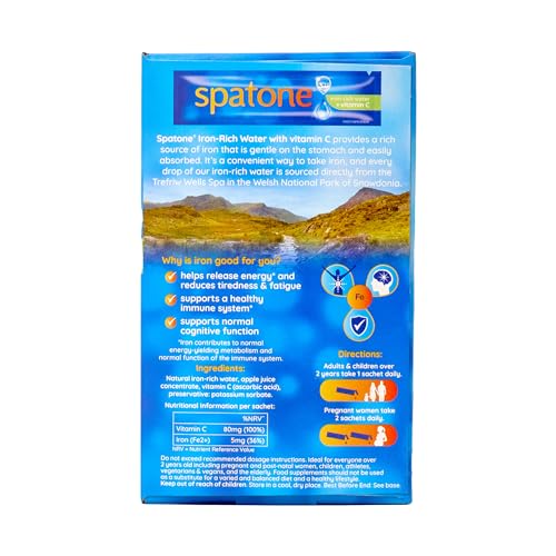 Spatone Natural Liquid Iron Supplement, Apple Flavour With Vitamin C (28 Sachets) SpatoneUS supplements