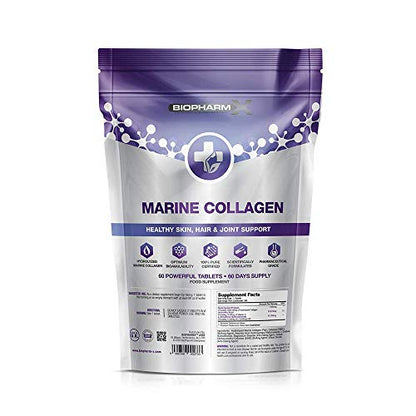 Marine Collagen 1000mg Tablets + Vitamin C (2 Month Supply / 60 High Strength Capsules) Biopharm-XUS supplements
