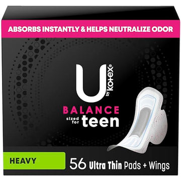 U by Kotex Balance Sized for Teens Ultra Thin Pads with Wings, Heavy Absorbency, 56 Count U by KotexAu supplements