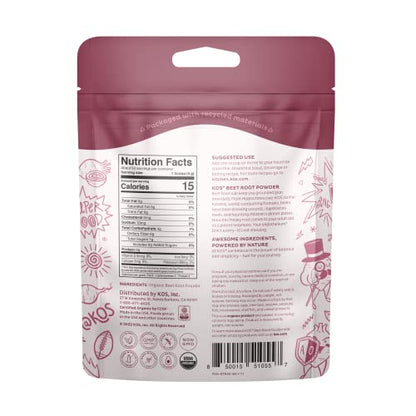 KOS Organic Beet Root Powder, USDA Certified - Natural Nitric Oxide Booster, Superfood KOSUS supplements