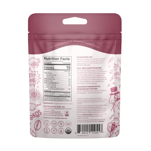 KOS Organic Beet Root Powder, USDA Certified - Natural Nitric Oxide Booster, Superfood KOSAu supplements