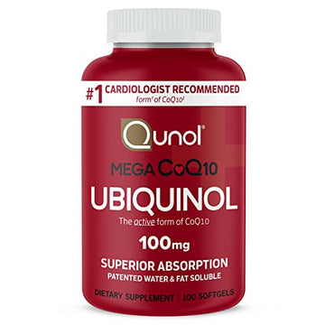 Qunol Mega Ubiquinol 100mg CoQ10, Superior Absorption, Patented Water and Fat Soluble QunolUS supplements